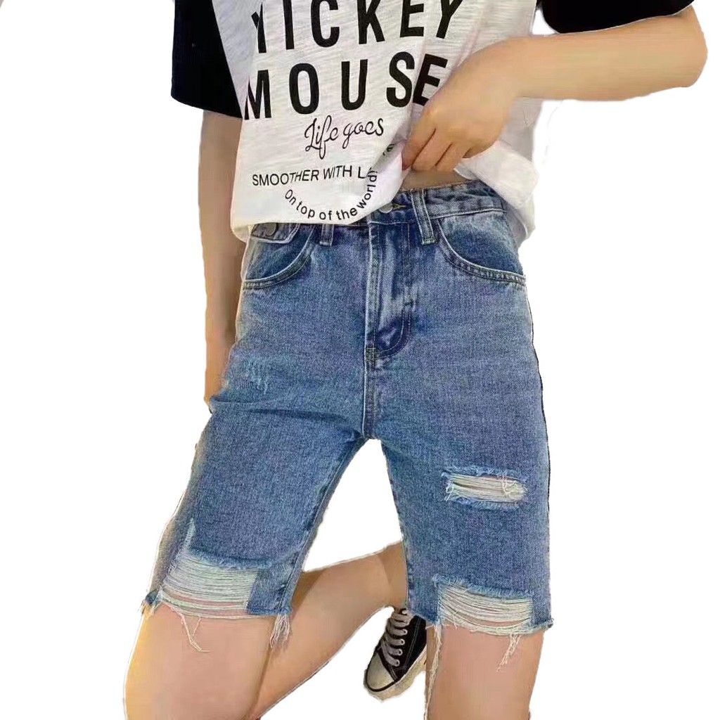 Quần jean ngố / lửng BIG SIZE lưng cao,túi nắp, phom RỘNG đẹp thời trang Molijean hot trend dành cho người béo 3519