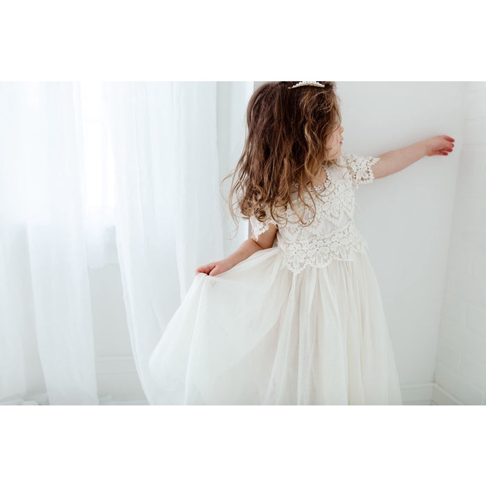 Đầm công chúa NNJXD phối ren hoa xinh xắn cho bé gái