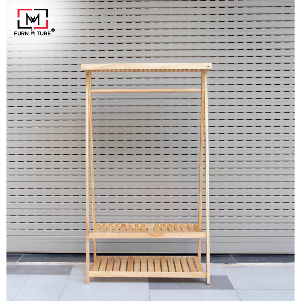 Giá treo quần áo 3 tầng gỗ lắp ráp đa năng A hanger mushroom thương hiệu MW FURNITURE - Nội thất căn hộ