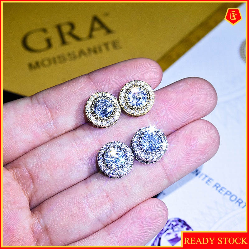 (Hàng Có Sẵn) Bông Tai Tròn 2 Karat Moissanite