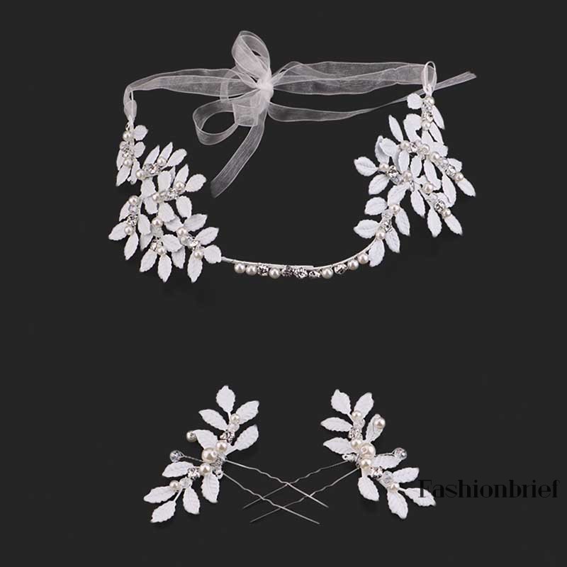 Dây cài tóc kim loại đính ngọc trai giả sang trọng cho cô dâu