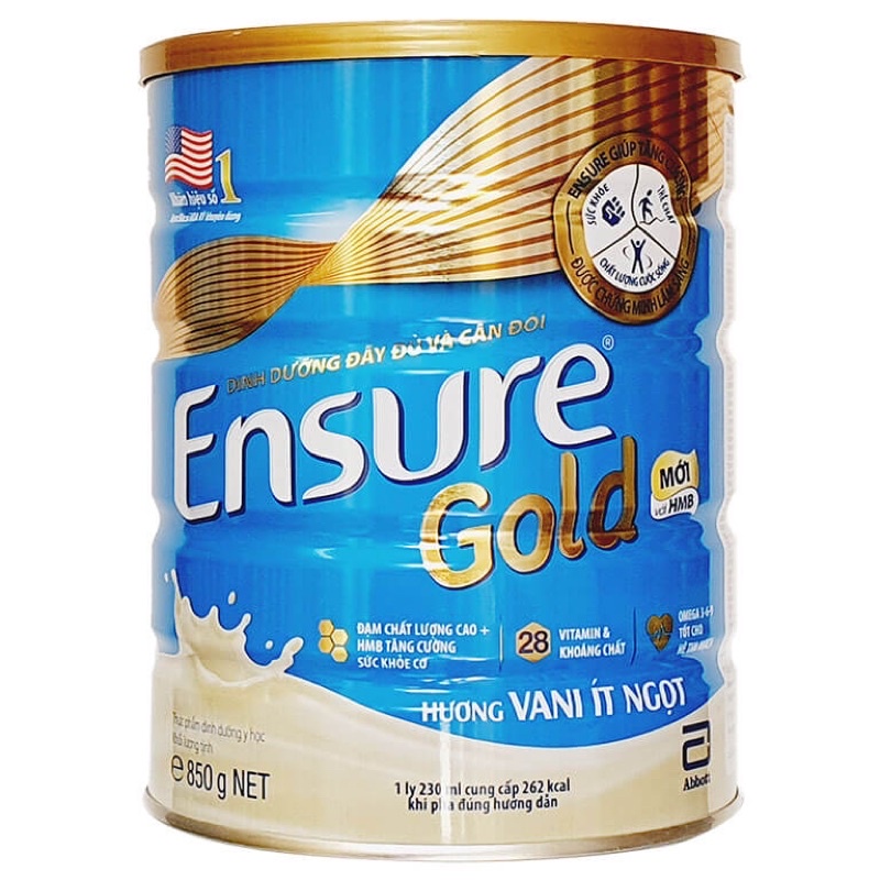 Sữa bột Ensure Gold hương vani ít ngọt 850g