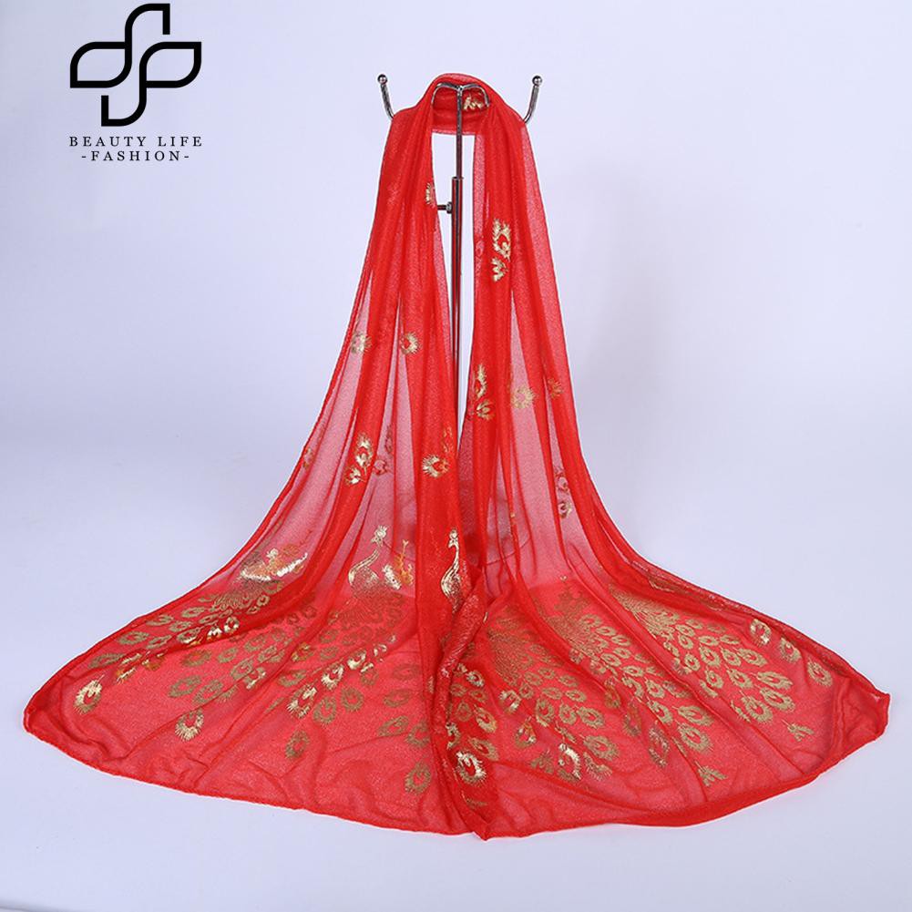 Khăn choàng cổ hoạ tiết chim công