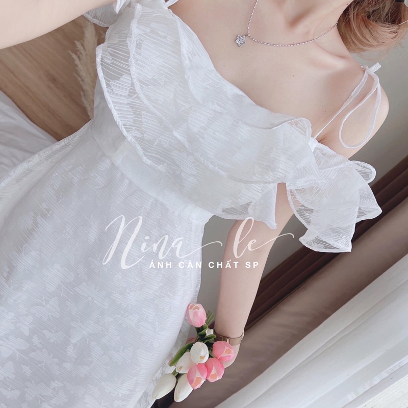 Đầm maxi voan tơ bèo hoa nổi nina le