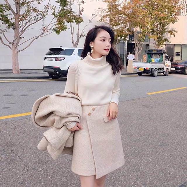 Sét áo khoác + chân váy dạ (sẵn s) | BigBuy360 - bigbuy360.vn