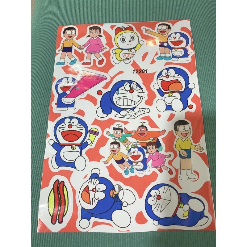 Decal tem dán in bóng hình Doraemon, Nobita cao cấp dán xe máy, ô tô, mũ bảo hiểm chống thấm nước, chống bay màu - Hàng