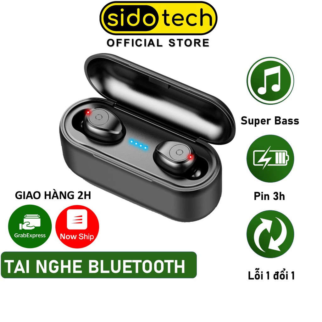 Tai nghe bluetooth không dây mini SIDOTECH F9 Plus TWS true wireless có mic in ear chống ồn gaming thể thao - Chính Hãng