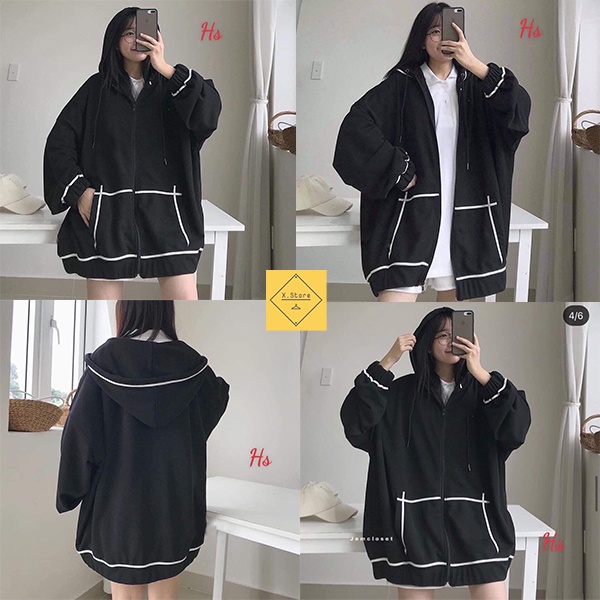 FREESHIP Áo Khoác Hoodie Viền Trắng 3 Màu Hot Trend 2021 Chất Nỉ Siêu Dày, Siêu Ấm Kiểu Dáng Unisex X.Store 462