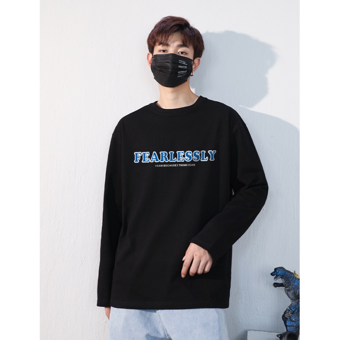 Áop Nỉ Cổ Tròn Dài Tay Phối Chữ FEARLESLY Phong Cách, Nỉ Ngoại Dày Dặn Siêu Mềm Mịn Thời Tráng GAREM Trẻ Trung