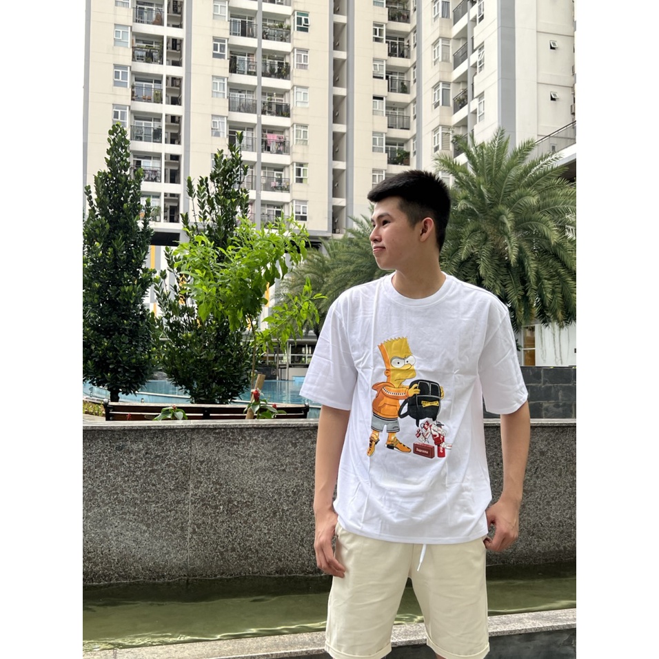 Áo thun Bart Simpson Freeship Áo phông cao cấp nam nữ  trắng đen tay ngắn cổ tròn hình in phối