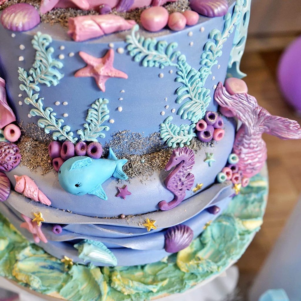 Khuôn Silicone Tạo Hình Trang Trí Bánh Hình Sinh Vật Biển 3D