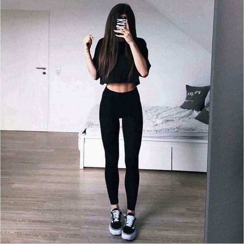 Bigsize đến 100kg]Quần Legging Nữ Đen Cạp Cao Mềm Mịn Co Giãn Tốt Hàng Xuất Xịnp