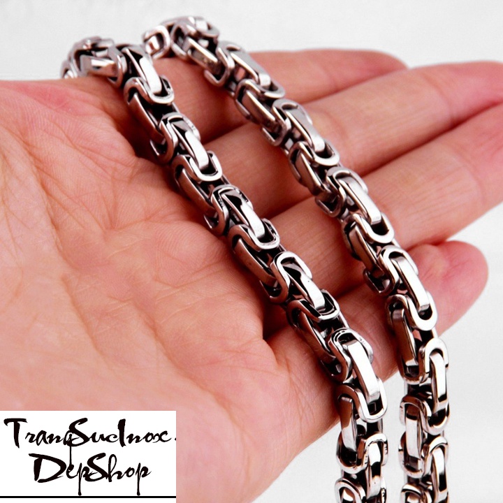 Dây chuyền nam inox kiểu dây sên 8mm trơn sáng bóng không đen, không gỉ đem lại vẻ đẹp nam tính mạnh mẽ cho người đeo