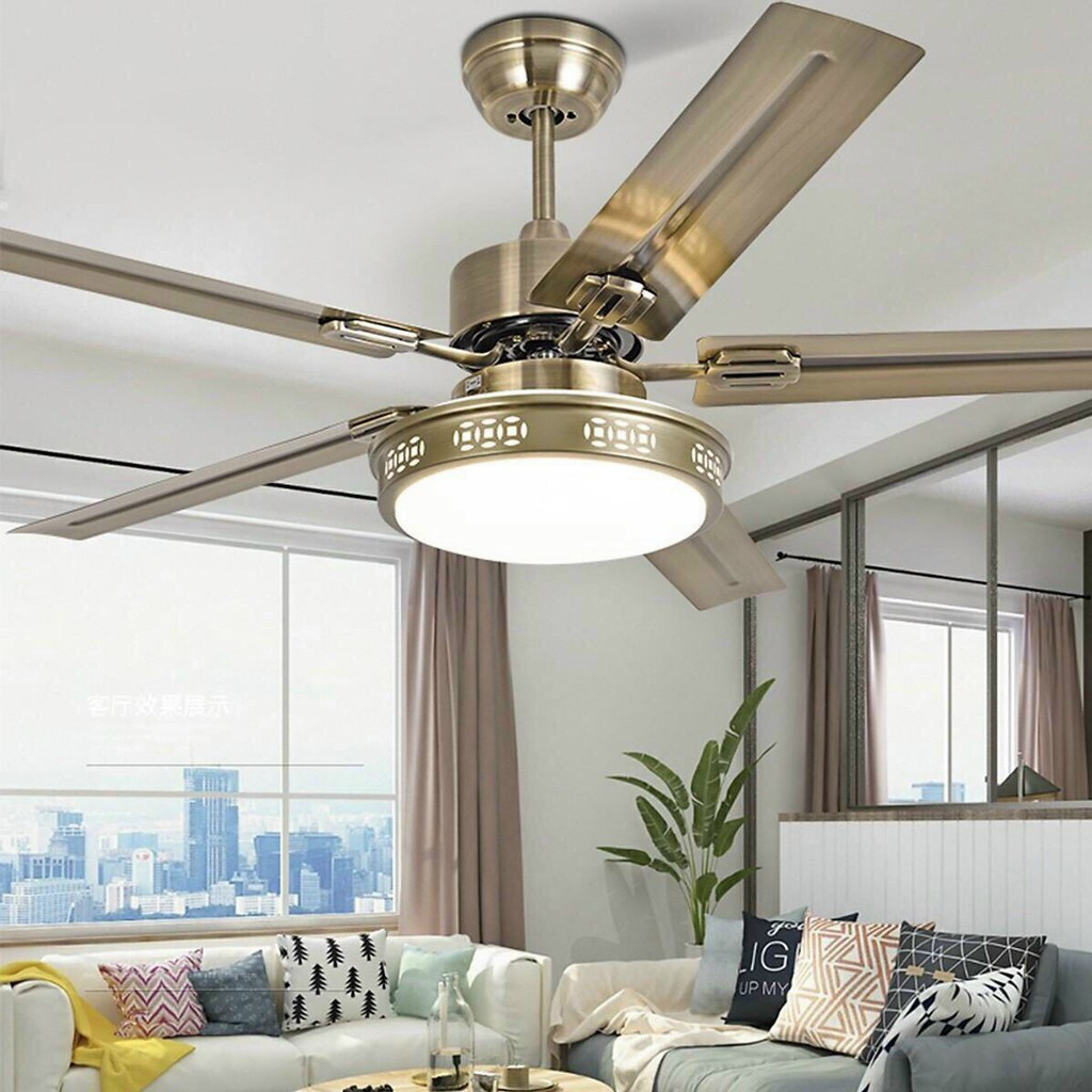 Quạt trần đèn có điều khiển từ xa 6 tốc độ mát,đảo ngược chiều hút ẩm đường kính 1,32m,3 chế độ ánh sáng