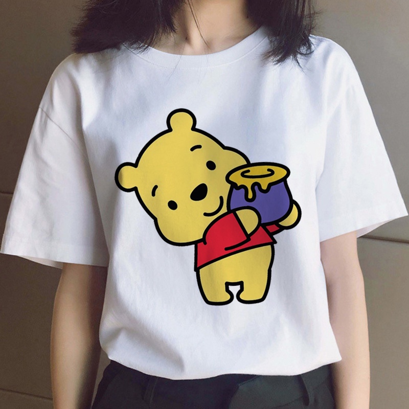 Winnie The Pooh Gấu Hoạt Hình Vui Nhộn Kawaii Người Phụ Nữ Áo Bông Tai Kẹp Dạo Phố Disney Áo Thun Anime Dễ Thương Đồ Họa Áo Thun Hàn Quốc Top Tee