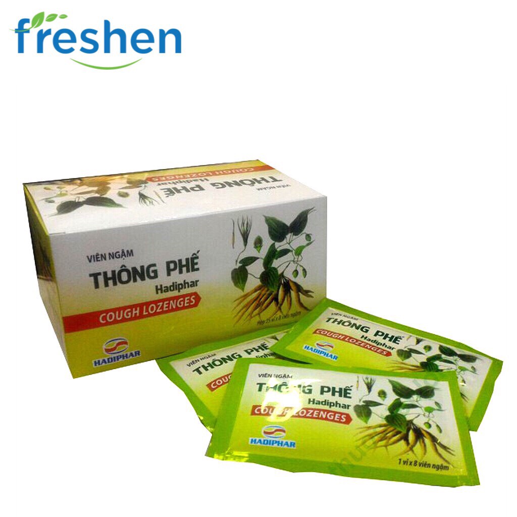 Viên ngậm ho Thông Phế Hadiphar - hỗ trợ bổ phế giảm ho, làm ấm đường hô hấp vỉ 8 viên