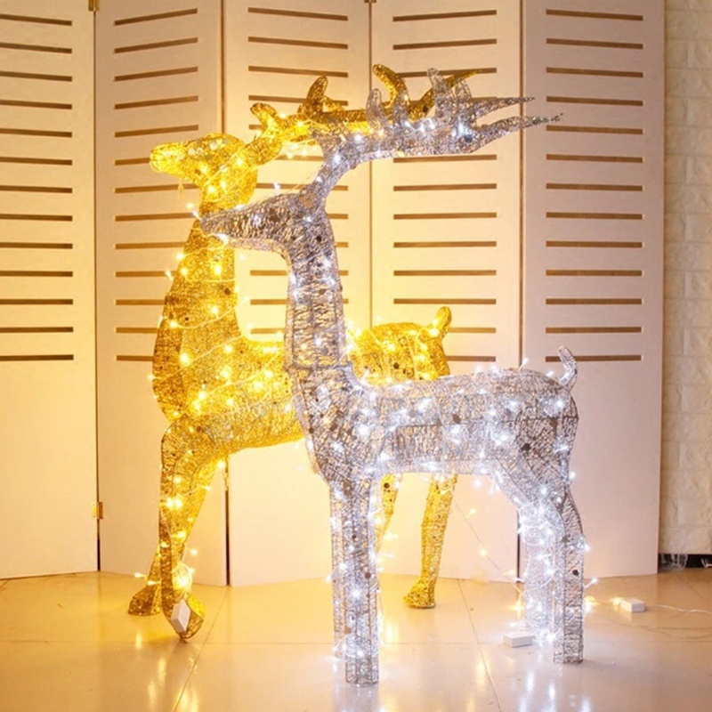 Led Glowing Reindeer Ornament Deer Pulll Car Decor for Decoration Led Light