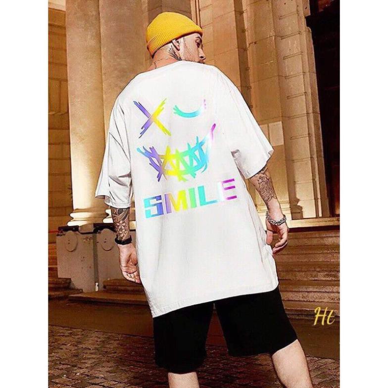 áo phông, thun tay lỡ nam nữ🦋áo phản quang 7 màu smile🦋thời trang cặp đôi form thụng unisex chất cotton mềm mịn giá rẻ