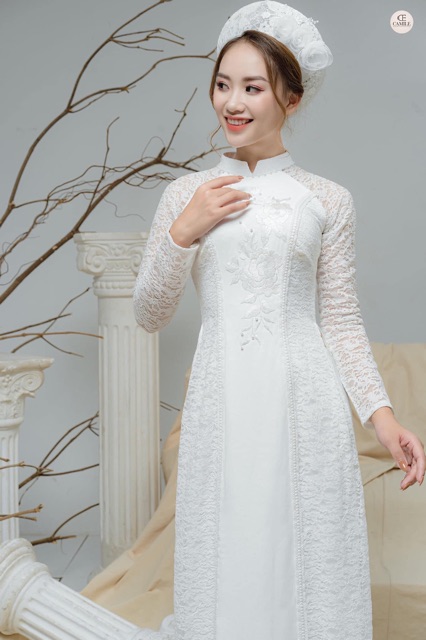 Mấn cô dâu ren đính hoa voan