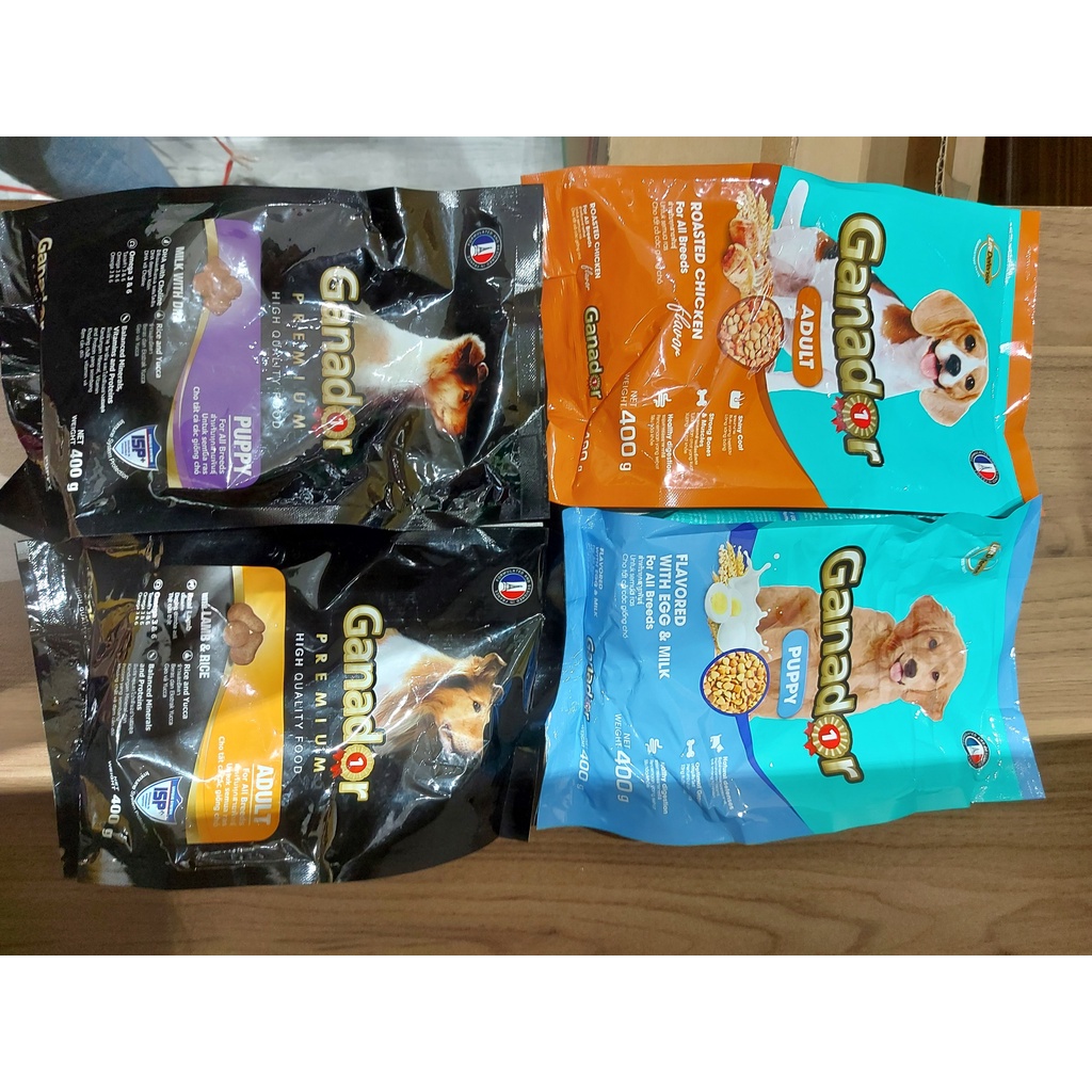 Thức ăn hạt cho chó con và chó lớn Ganador đủ vị cừu gạo, trứng sữa, gà nướng - gói 400 gram