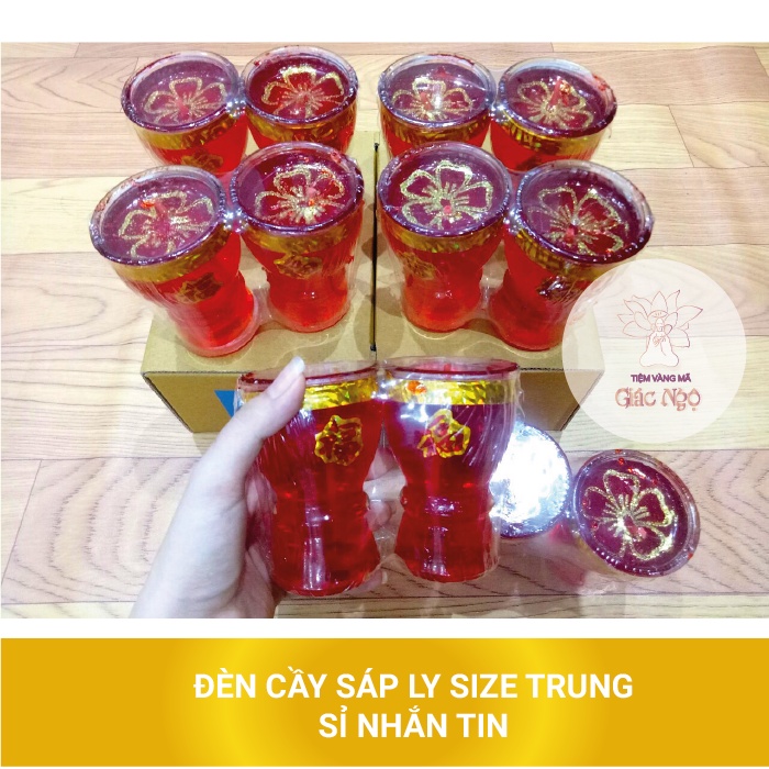 ĐÈN CẦY LY SIZE TRUNG / ĐÈN SÁP DẺO RAU CÂU - VÀNG MÃ GIÁ RẺ SỈ LẺ