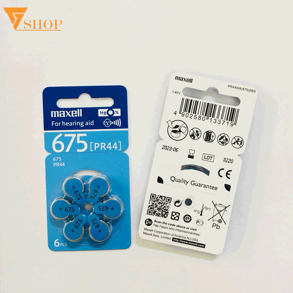 Pin máy trợ thính 1.45V MAXELL 675  nhập khẩu Đức vỉ 6 viên