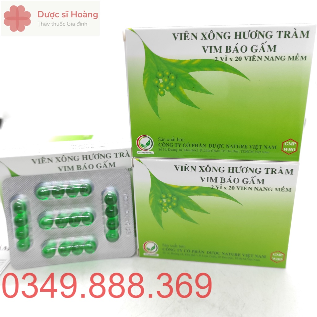 Viên Xông Hương Tràm Vim Báo Gấm - Hộp 40 viên