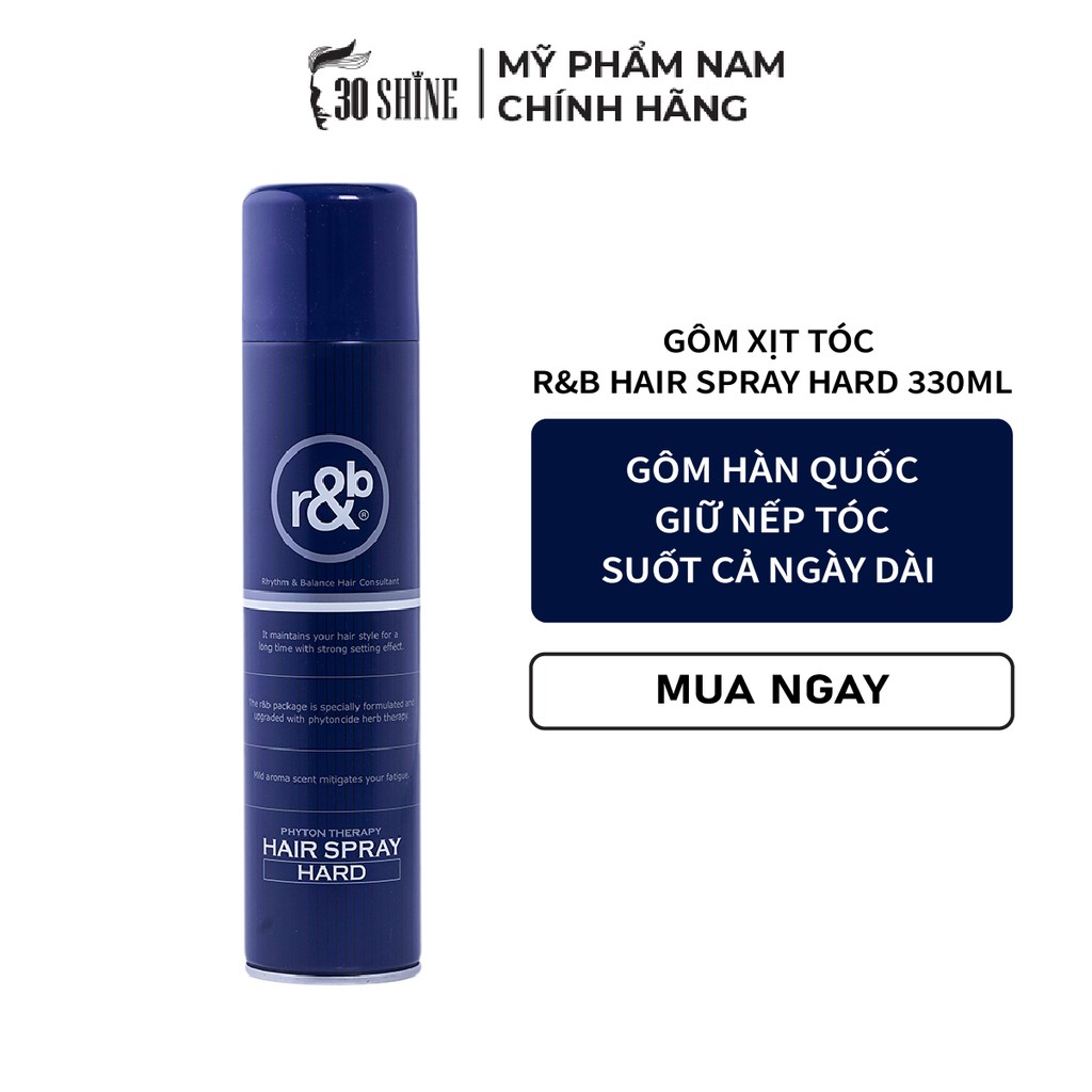 Gôm xịt tóc nam R&B HAIR SPRAY HARD thảo dược 330ml Hàn Quốc