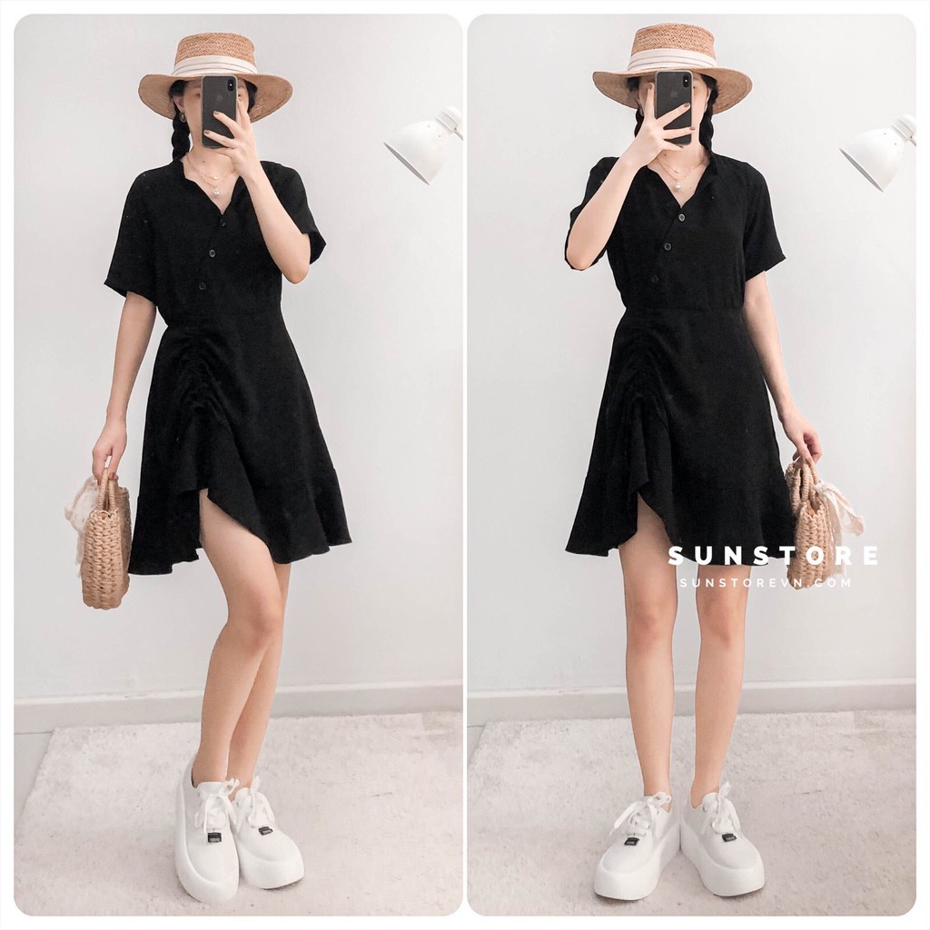 Đầm dáng xòe đắp chéo dây rút thân váy manri dress cực xinh