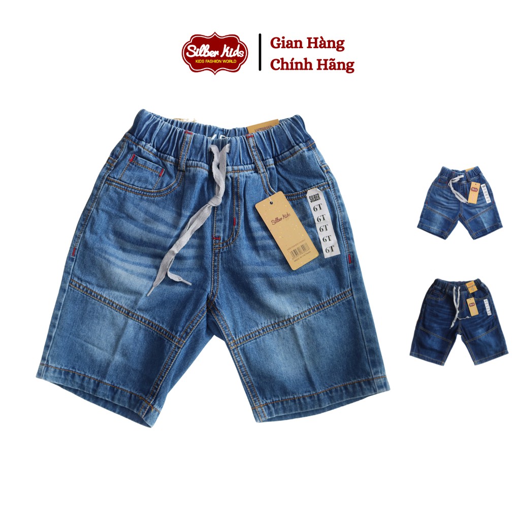 [Mã BMBAULT30 giảm đến 30K đơn 99K] Quần Jean Lửng Bé Trai Phối Gân Ngang Dây Rút SILBER KIDS