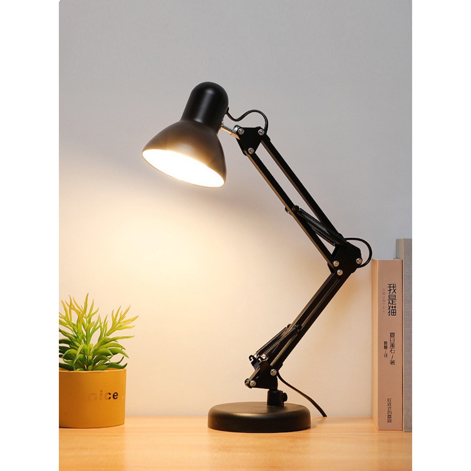 (HCM) Đèn Học Để Bàn Phong Cách Kỹ Sư Hiện Đại Trẻ Trung Tặng Kèm Bóng Led Siêu Sáng - Đèn Bàn Đế Sắt Sơn Tĩnh Điện