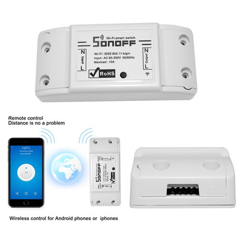 SONOFF Bộ Mô Đun Công Tắc Wifi Không Dây Thông Minh 90-250v Cho Android Ewelink (Cod)