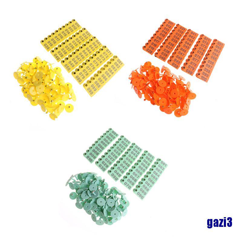 Bộ 100 Thẻ Nhựa Đánh Dấu Số Tai Động Vật / Gia Cầm / Heo / Heo
