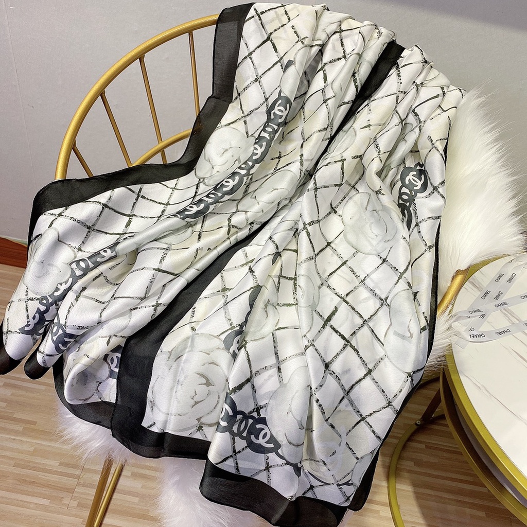 Khăn Choàng Lụa Dáng Dài Chống Nắng In Họa Tiết Thời Trang Cho Nữ