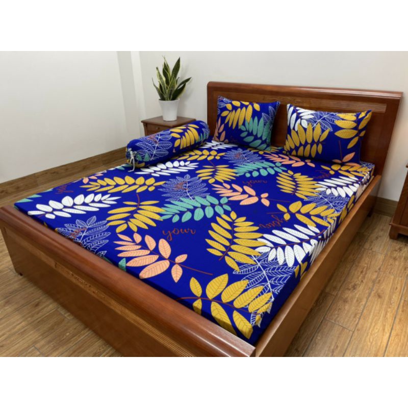 Bộ ga gối thun lạnh  in Hàn Quốc dành cho nệm từ 5 đến 30cm
