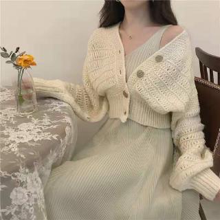 Áo khoác len dài tay cổ chữ v phong cách retro thời trang dành cho nữ
