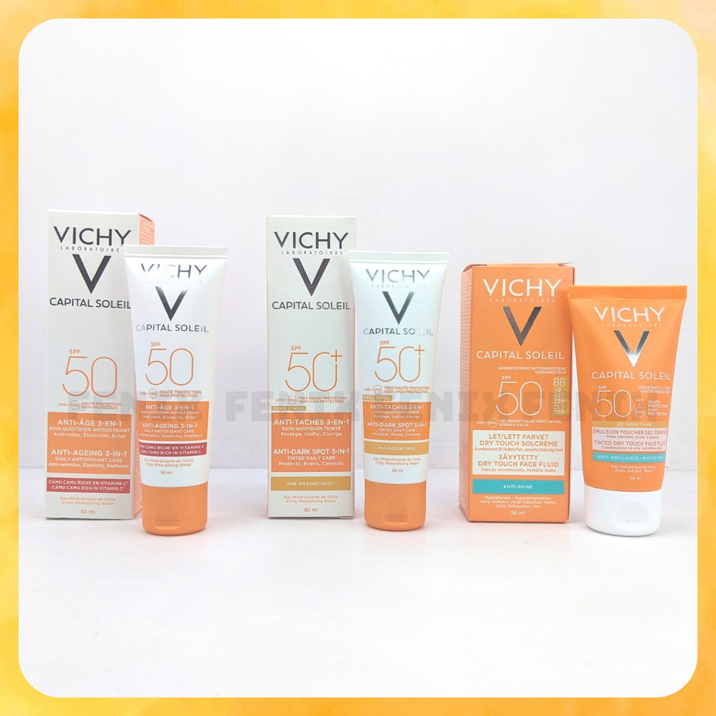 Kem Chống Nắng Vichy Capital Soleil SPF 50 Ideal Soleil 50ml - Capital Soleil 3in1 Anti-Age - Mattifying Face Fluid