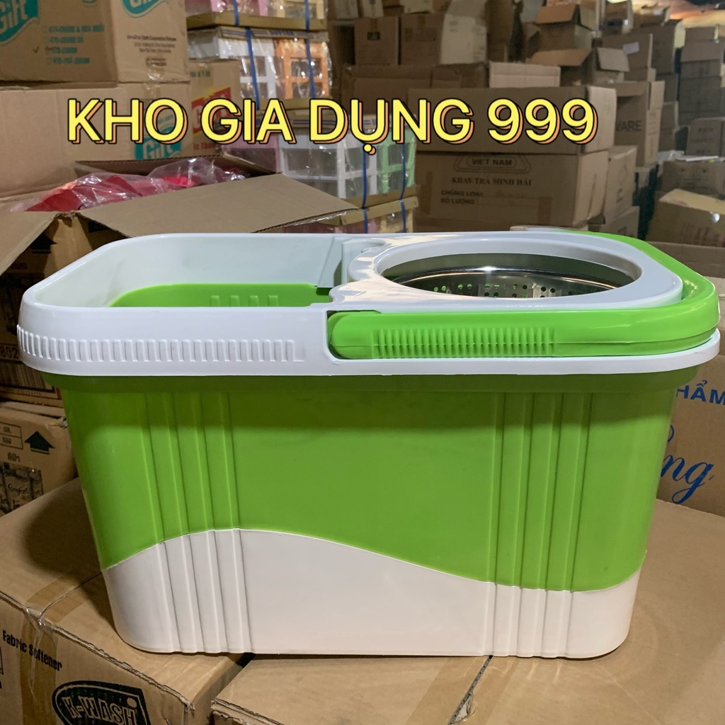 THÙNG LAU NHÀ XOAY 360 ĐỘ INOX - VẮT KHÔ BÔNG LAU SIÊU MƯỚT