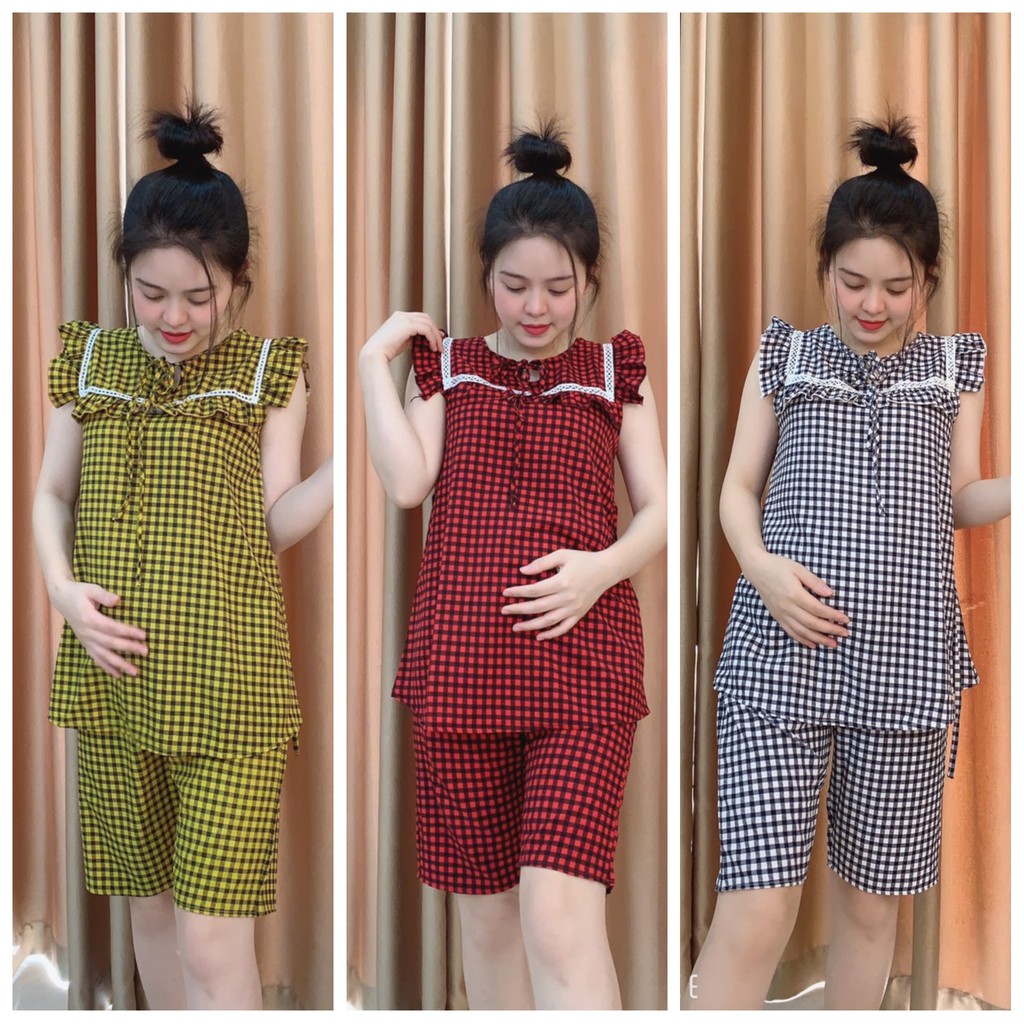 Bộ đồ bầu và cho con bú sau sinh Lửng MÙA HÈ - Thiết kế Độc Quyền, chất thô thái mềm cho bà bầu
