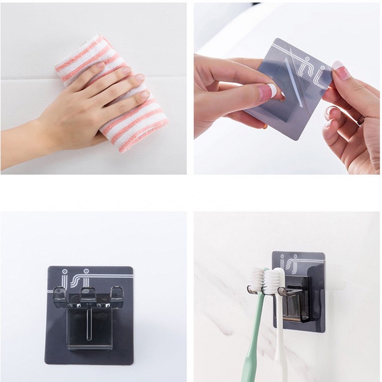 Giá Đỡ Bàn Chải Đánh Răng Gắn Tường Không Để Lại Dấu Đa Ứng Dụng