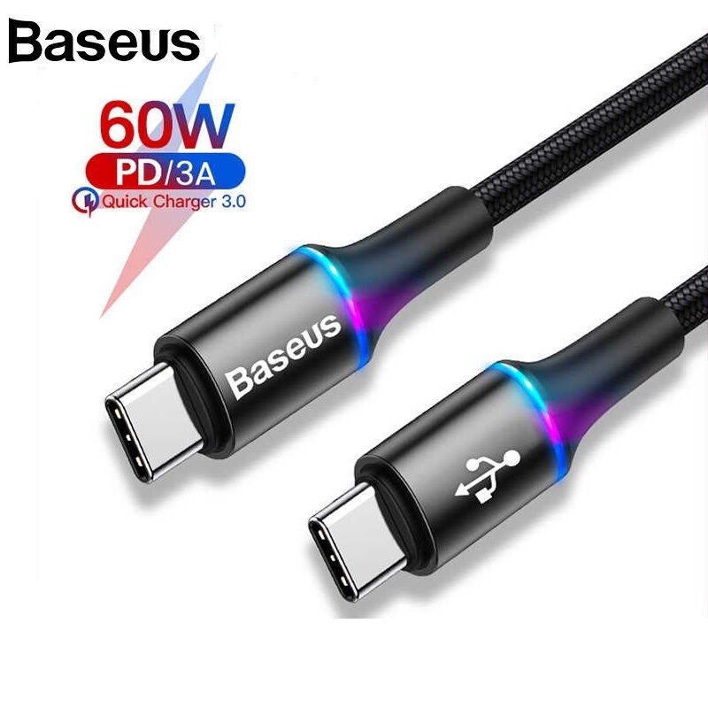 Dây Cáp Baseus Halo Chuyển Đổi Từ Đầu Usb Type C Sang Đầu Cắm Qc 60w 100cm 1m