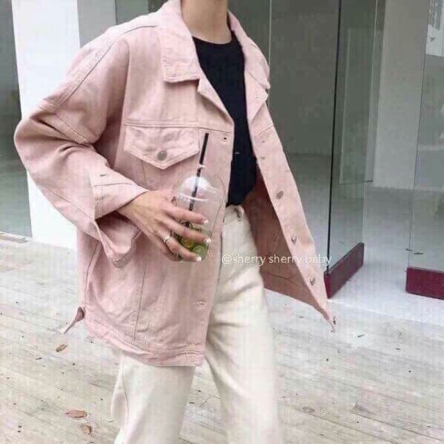 ÁO KHOÁC KAKI MÀU HỒNG FOME RỘNG NAM VÀ NỮ MẶC  RẤT CHẤT. NFS6