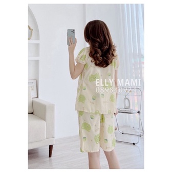 Bộ bầu lửng chất Đũi mềm 3 tầng cộc tay mùa Hè Sau Sinh_có chun chỉnh và khóa ti tiện lợi
