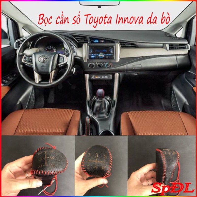 Bọc cần số xe Toyota Innova 2017-2021, bọc phanh tay xe ô tô Toyota Innova 2017-2021 Số sàn MT da bò giá xưởng