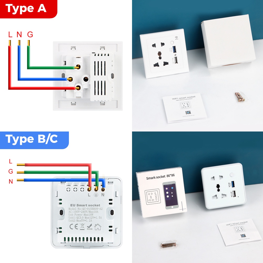 Ổ cắm vuông phù hợp ROVF - Khung thép chắc chắn, Cổng sạc USB  3.0  Ổ cắm chịu tải cao