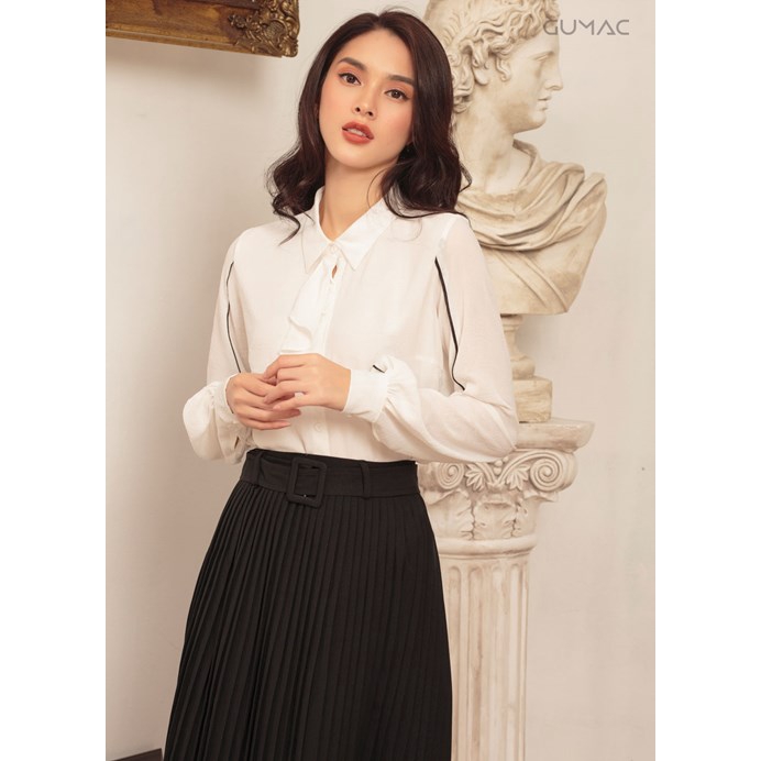 [Mã WA24SEA giảm 15% đơn 99K] Chân váy khoen dập ly GUMAC VA466_DEN | BigBuy360 - bigbuy360.vn