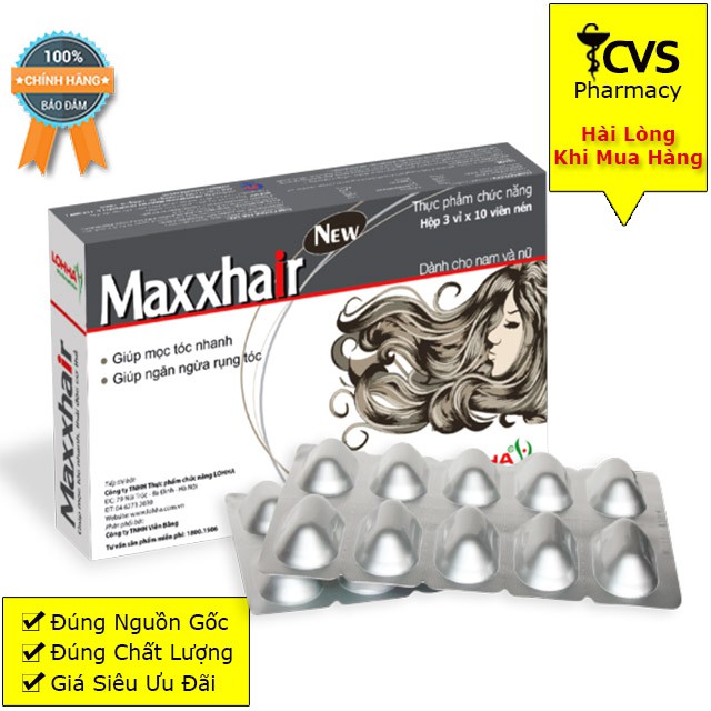 Maxxhair New Hộp 30 Viên - Thực Phẩm Chức Năng Cung Cấp Dưỡng Chất Phục Hồi Tóc