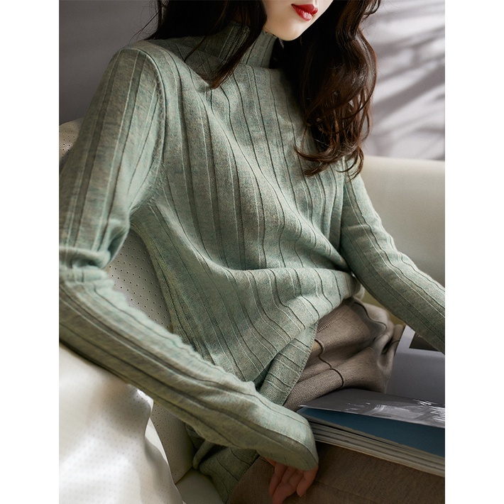 Áo len tay dài cổ lọ màu sắc đơn giản