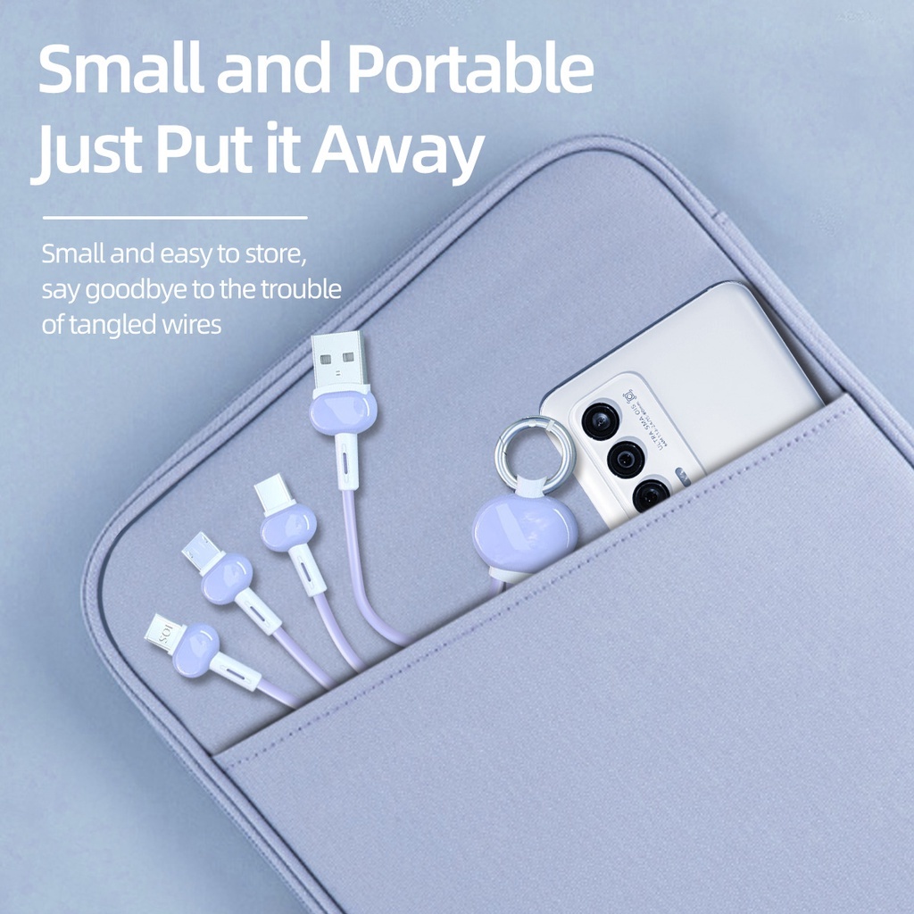 Macaron 15CM 2A Sạc nhanh 3 trong 1 Cáp dữ liệu điện thoại di động  TypeC Micro Usb