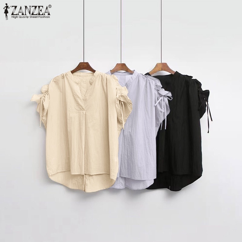 Zanzea Áo Tay Ngắn Cổ Chữ V Phong Cách Hàn Quốc Thời Trang Cho Nữ